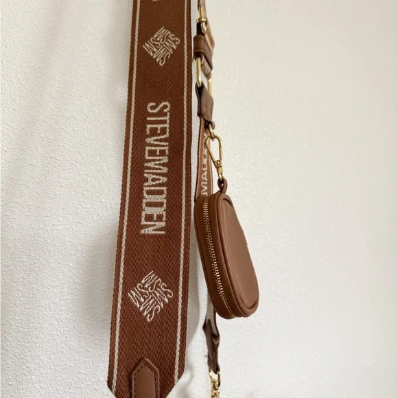 Steve Madden Brown Woven Logo-Trim Crossbody Bag - Picture 4 of 6